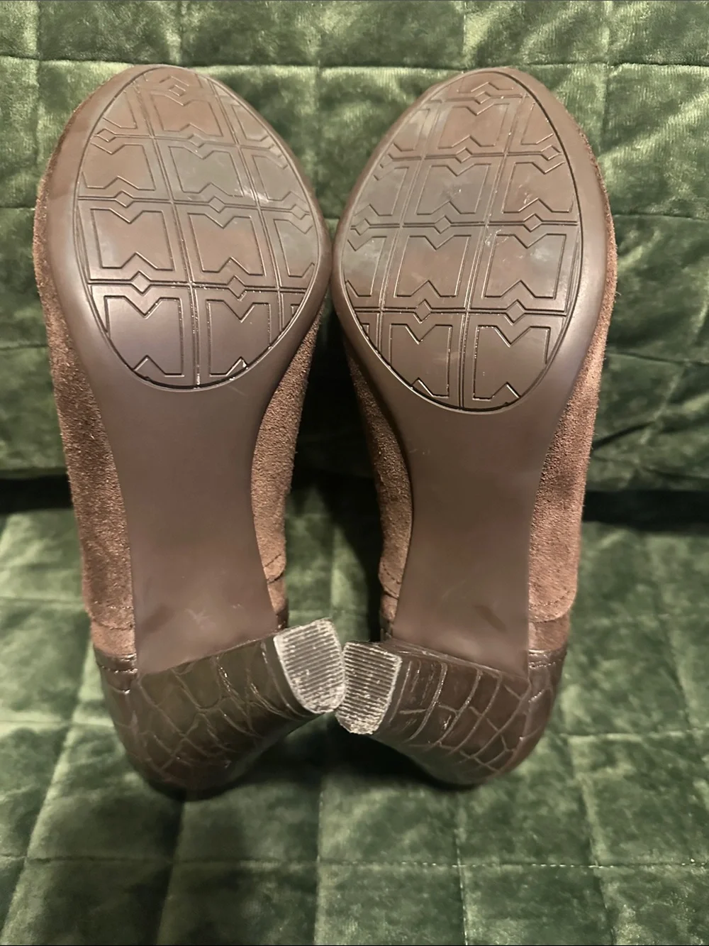 Nickels Dark Brown Suede Peep-Toe Lace-Up Heels